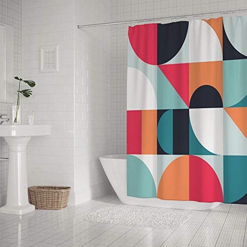 Rideau de douche Chenhong polyester motif carré imperméable avec crochets - 3