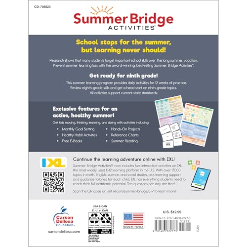 Summer Bridge Activities 8th Grade to 9th Grade Workbooks All Subjects, Math, Language Arts, Science, Social Studies, Fitness, Eighth Grade & Ninth Grade Workbook With Flash Cards, eBooks & More - Image 2