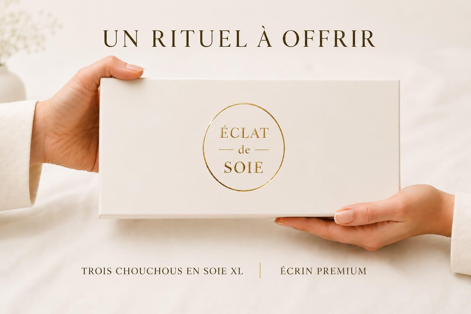 Éclat de Soie - Coffret de 3 chouchous XL en 100% soie de mûrier 19 Momme - Nuances Intemporelles - Idée cadeau femme - Tous types de cheveux- Maintien doux - Idéal rituel cheveux