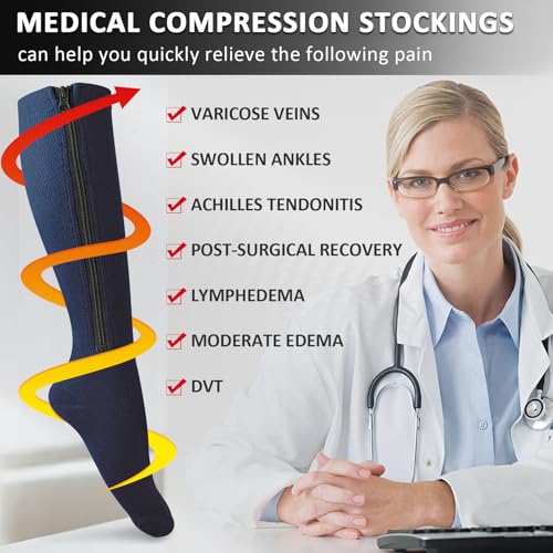Image of Ailaka Medical 15-20 mmHg Zipper Compression Socks Women Men