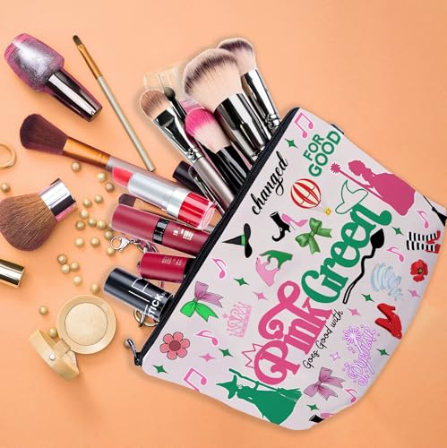 Witch Cosmetic Bag Elphaba And Glinda Fans Gift Set, Including Makeup Bag, 50pcs Stickers, and 8 pcs Bracelets for Women3