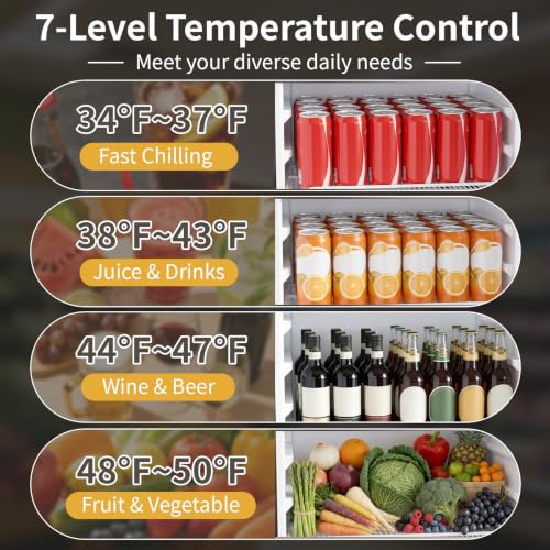 Image of Erivess 6 Cu.Ft Commercial Refrigerators with Double-Tempered Glass Door | Beverage Display Fridge with 7 Level Temp, Merchandiser Drink Fridge with LED Light & Locking Caster for Bar Restaurant Shops