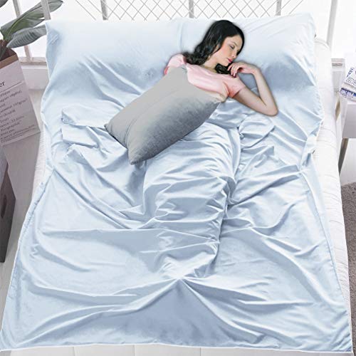 JUISEE Sleeping Bag Liner Lightweight Portable Sleeping Sheet Dirt-Proof Compact Travel Camping Sheet for Outdoor Travel Hiking Hotels Picnics (Light Blue, 83x63’’) - Thumbnail 5