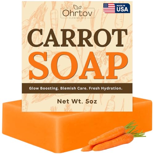 Carrot Soap Natural Skin Brightening Carrot Face & Body Wash for Glowing Skin Exfoliating Facial Cleanser for Colored Spots Hyperpigmentation Soap to Reduce Acne Even Tone Made in USA