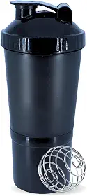 Coqueteleira Shaker Academia Compartimento Suplementos Divisórias 500ml (Preta)