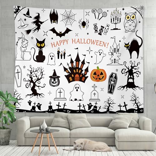 Kulussy Funny Halloween Tapestry, Spooky Haunted Ghost Mansiontapestry Wall Hanging Aesthetic Wall Tapestries Decor For Living Room thumb #2