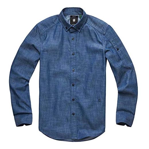 G-STAR RAW Stalt Button Down Pocket Slim Camisa Vaquera, Azul (Rinsed 082), X-Large para Hombre