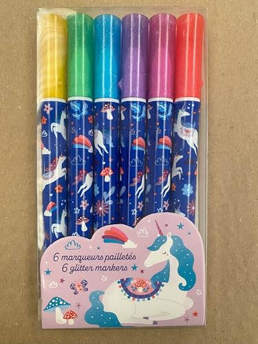 Janod, 6 Glitter Effect Markers, Unicorn Theme, 6 Colours, Magic Marker for Drawing Colouring, Crafting Art Crafts - Image 2