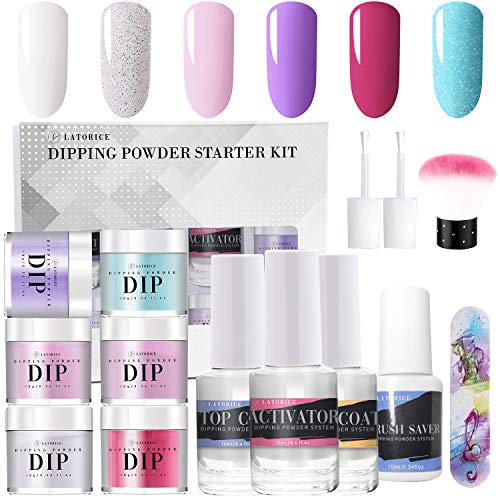 Latorice Dipping Powder Nail Set for Nail Art 5 Colors Collection, Dip Powders Nails for French Nail Manicure Nail Art Set Essential Set No UV/LED Nail Lamp Needed