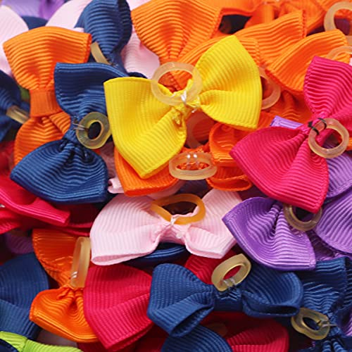 Fzbnsrko 20Pcs Dog Rubber Bands Solid Color Bows Pet Grooming Products Pet Bows (Random Color,1"X 1.5"Inches) #TOP2