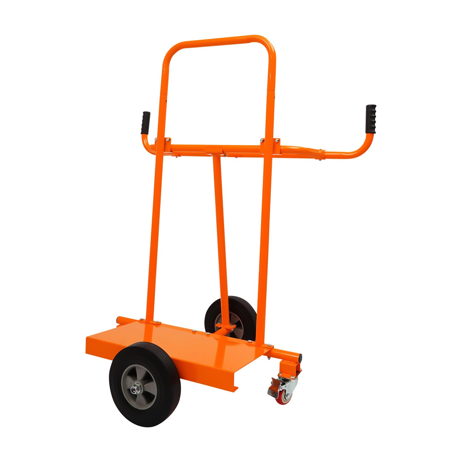 Plattenwagen bis 300kg Transportwagen mit 2 Gummirädern & 2 Stahlrollen mit Bremse kippschutz Plattentransportwagen Plattentransporter Plattenkarren aus Q235 Stahl für Gips Holz und Fenster (Orange)
