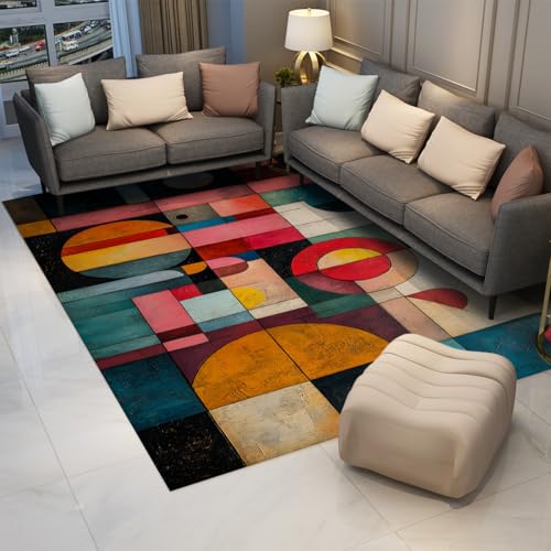 Tapis de salon moderne 180x270 cm abstrait lavable et antidérapant