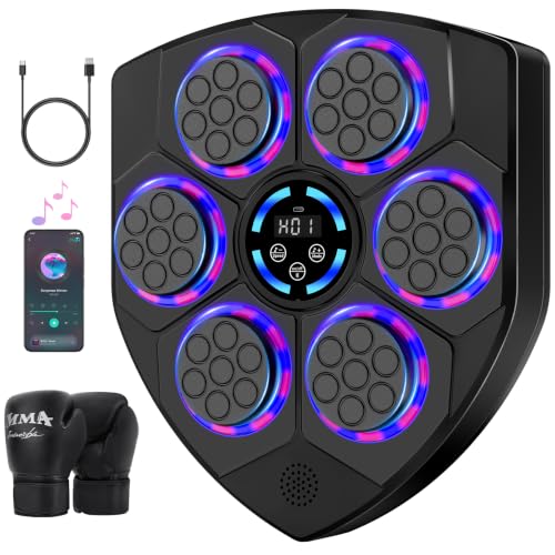 Image of TGLLM Music Boxing Machine, Interactive Punching Trainer with Boxing Gloves, Large Size Wall Mounted Electronic Boxing Target for Adult Kids, 9 Modes & 9 Speeds