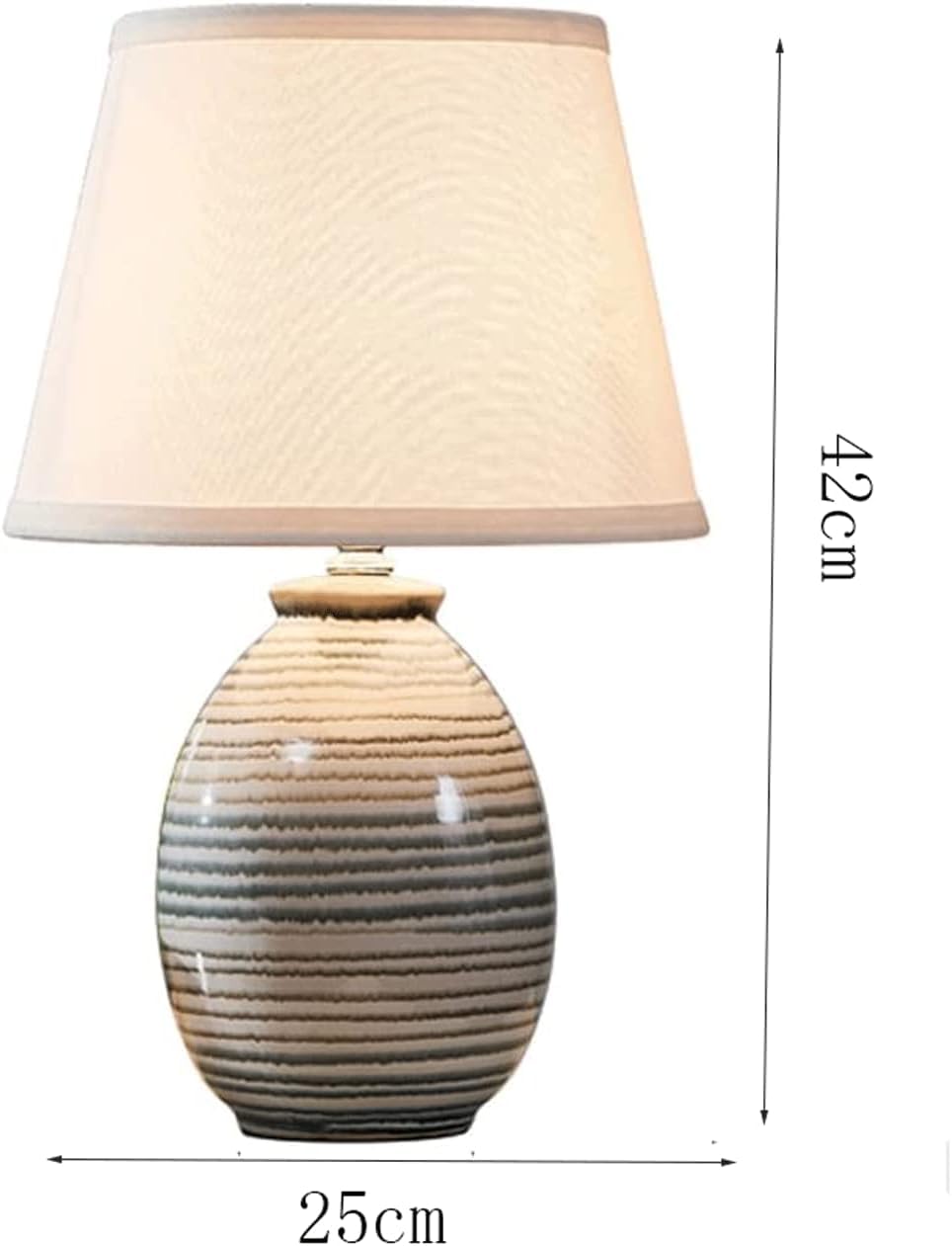 Lniany abażur Stolik nocny Ręcznie malowana ceramiczna lampka nocna Lampy do sypialni stołowa do salonu (kolor: A