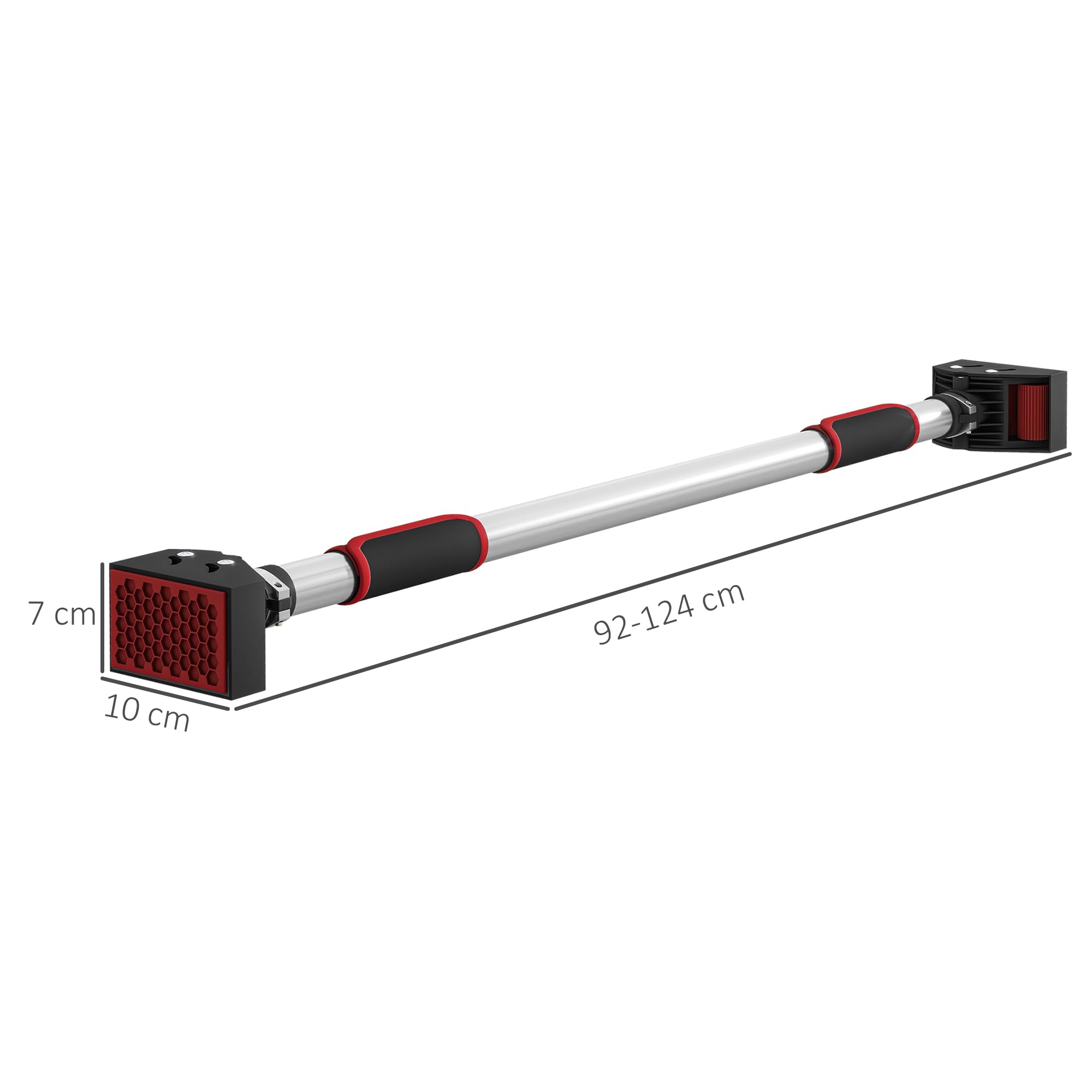 SPORTNOW Barra de Dominadas para Puerta Barra para Hacer Dominadas Ajustable de 95 cm a 123 cm Carga 200 kg para Ejercicio y Entrenamiento en Casa Gimnasio Negro y Rojo