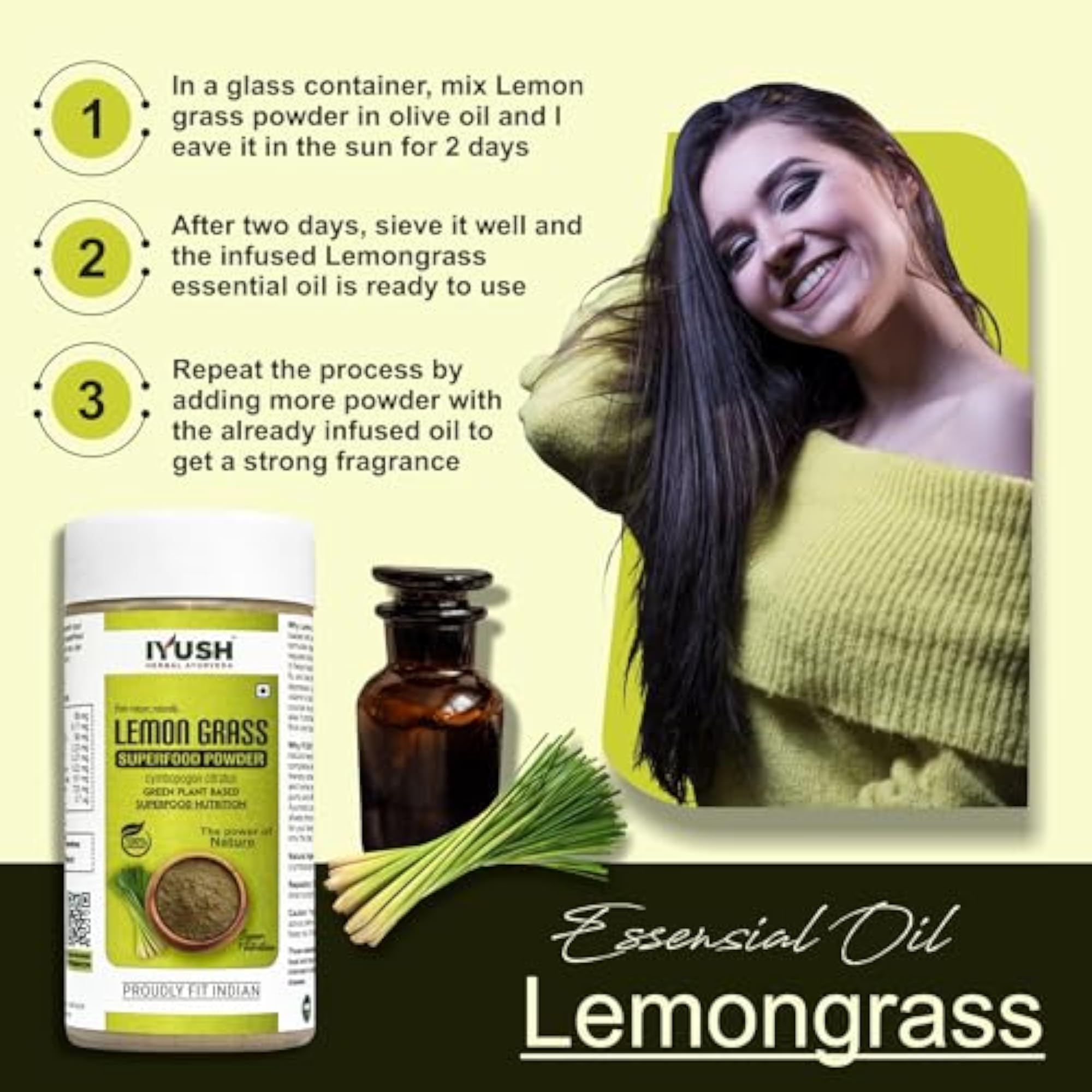 IYUSH Herbal Ayurveda Lemon Grass Powder, 100g