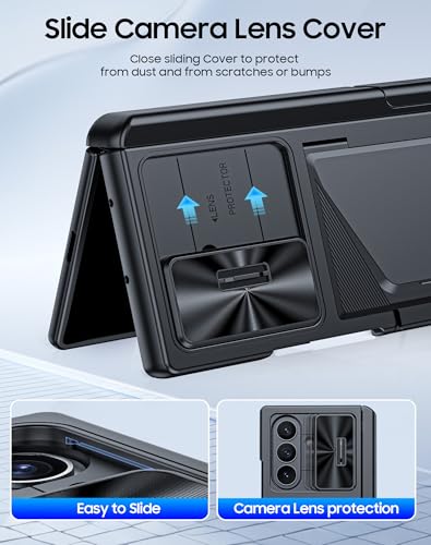 Image of for Samsung Galaxy Z Fold 7 Case with Card Holder RFID Blocking & Privacy Screen Protector & Slide Lens Cover & Hinge Protection & Kickstand, Shockproof Wallet Case for Z Fold 7 (Black)
