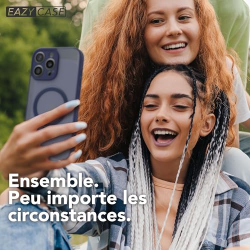 Coque iPhone 16 Pro Max antichoc avec protection Qi et anneau bleu nuit