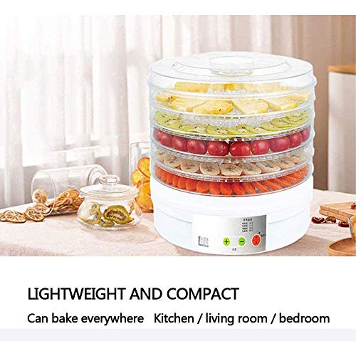 ZXLLAFT Dörrautomaten Lebensmittel Runder Obsttrockner 5 BPA-freie Schalen für Obst Fleisch Trockenfleisch Vom Rind, Kräuter, mit Timer und Temperaturregelung, 350 W,220V – Bild 4