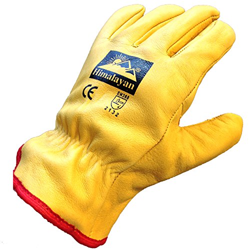 Himalayan H310 Fleece Lined Leather Winter Thermal Cold Work Drivers Gloves PPE (Size 10 - X-Large) Yellow