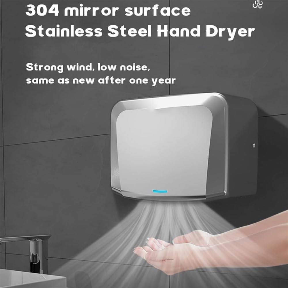 Automatic Hand Dryer with HEPA Filter Stainless Steel Jet High Speed Hot and Cold Air Bathroom Commercial Induction Hand Dryer,B-Medium