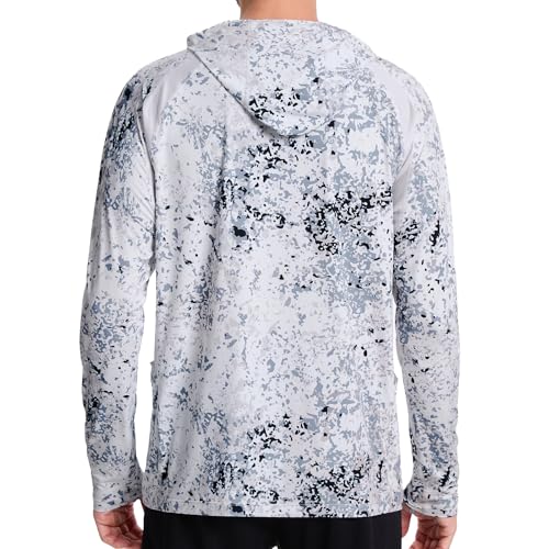 Image of Men's UPF 50+ Hoodie Shirt Long Sleeve Permanent UV Sun Protection Vented Tee Performance for Outdoor Hiking Fishing