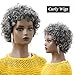 Short Curly Wigs for Black Women Black Grey Pixie Cut Wigs for Women Short Grey Wigs With Bangs Salt and Pepper Curly Wig Wear Cosplay Party Use (Black Grey)