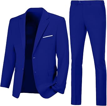 Mens 2 Piece Suit Slim 2 Button Prom Suit Jacket Pants Tuxedo Set