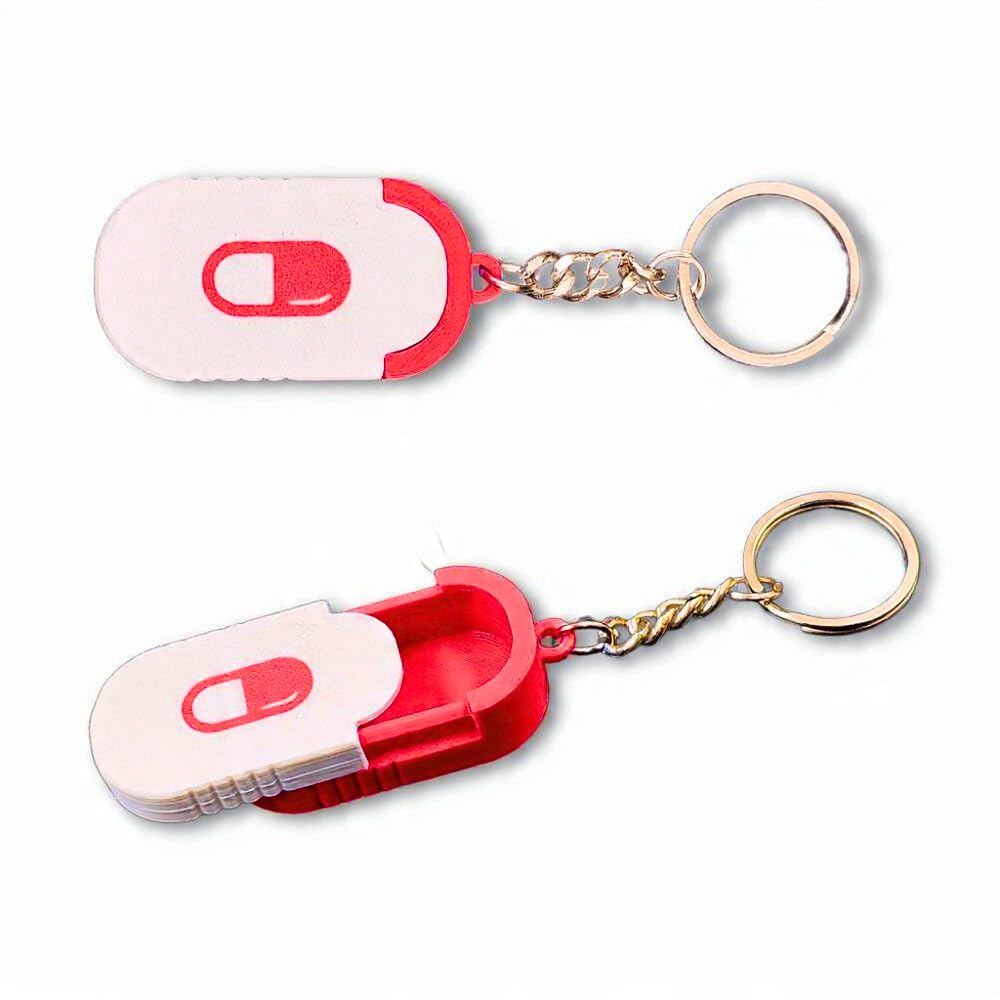 Mini Pill box Keychain | Pill Box Portable Dispenser Medicine Organizer | Tablet Case Capsule Holder | Small Storage Keychain | Pocket Travel Container for Tablets Keys Candy Safety Pins (Red)-image-27