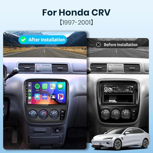 Image of 2G+64G Android 15 Car Stereo Radio for Honda CRV 1997-2001 with Wireless Carplay Android Auto, 9 inch HD Touch Screen in Dash GPS Head Unit Support WiFi HiFi Audio SWC FM+Backup Camera (Manual A /C)