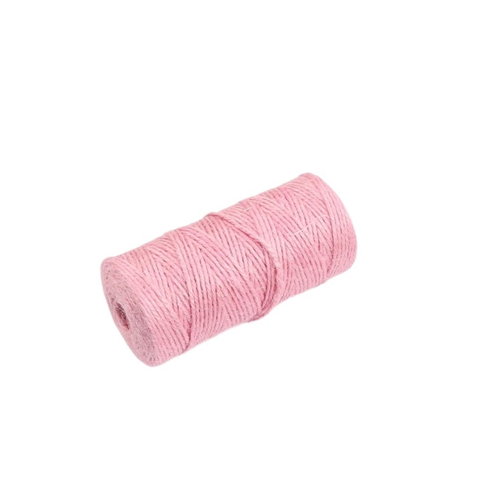 100M/Roll Colorful Jute Twine 2mm 3 Strands String Cords Burlap Ropes For Crafts Wrapping Picture Display(03 Pink)