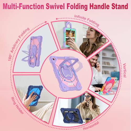 Image of WESOROL Case for Samsung Galaxy Tab A11 Plus Galaxy Tab A9 Plus 11 Inch,Shockproof Cover for Samsung Tablet A11+ /A9+ Case with Screen Protector 360 Rotating Stand Pencil Holder,Purple Rose