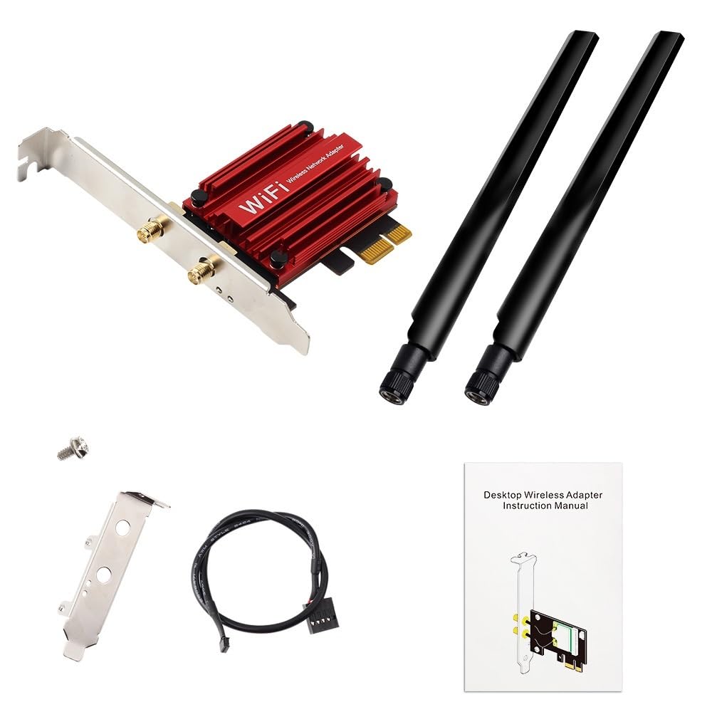 AX200 WiFi 6 PCI-E Carte WiFi (AX3000) Bureau WiFi BT5.2 PCIe Gaming Wireless Network Adapter 3000Mbps 802.11AX AX200 Dual Band MU-MIMO pour PC Windows 10/11
