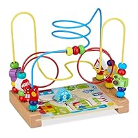 Relaxdays Motorikschleife, Holz Motorikspielzeug, Fahrzeugmotiv, ab 3 Jahre, Holzspielzeug für Mädchen & Jungen, bunt