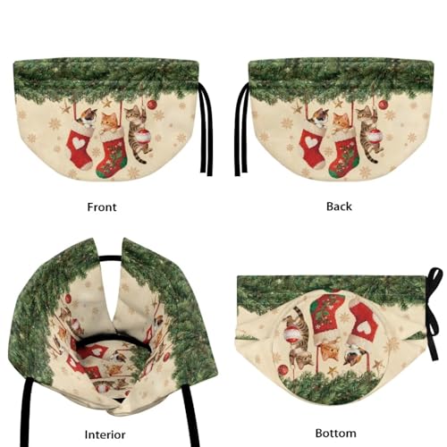 Image of Cute Cat Print Tea Pot Cosy Christmas Teapot Insulation Cover Drawstring Design Breakfast Warmer with Insulation Pad 6.1x6.1x6.9 Inch Tea Cozy for Teapot