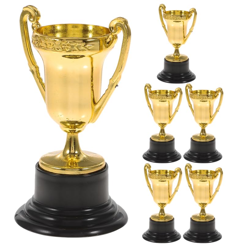 Trofeos de plástico escolares ABOOFAN, 6 minicopas doradas de 1.81x3.34in para premios infantiles