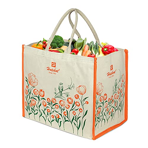 Image of HOT SHOT Bags Reusable Large Heavy Duty Waterproof Shopping Bags Kitchen Essentials /Grocery Bag /Vegetable Bag /Jhola /Carry Bag /Thela with Full Handles (Pack of 1)