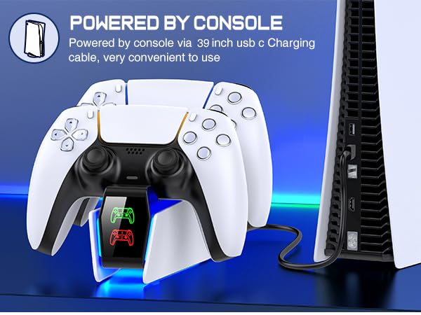 Image of P5 Controller Charger Station for PlayStation 5 Dualsense with LED Light Dual Stand Charger Dock, PS5 Charging Station Accessories for PlayStation 5 DualSense Edge-White and Black