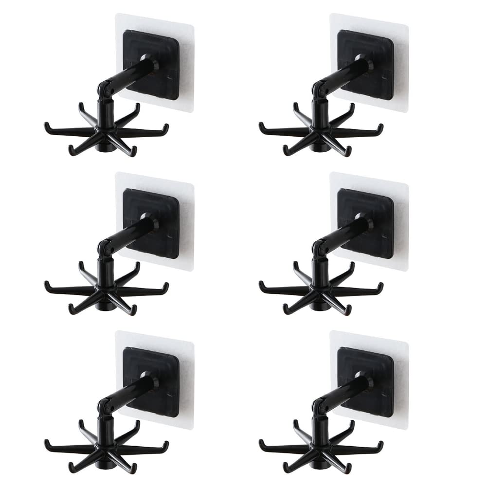 Magik 6~12 Under Cabinet Utensil Holder 360° Rotatable Kitchen Hook Organizer Rack (Black)