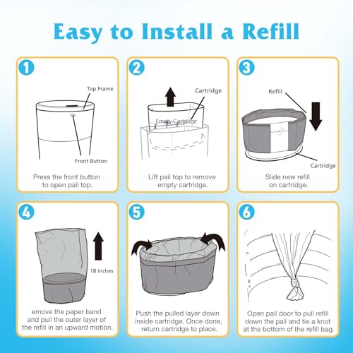 Image of 10 Pack Diaper Pail Refill Bags Compatible with Dekor Classic Diaper Pail, 40% Extra Length Refills Holds up to 6400 Diapers, Thickened Multi-layer Odor Control Diaper Bags (Baby Scent)