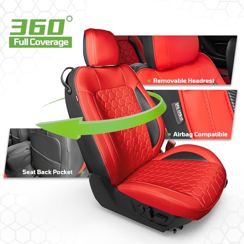 Image of Custom Leather Car Seat Covers for Ford Mustang 2015-2023 Coupe, Black /Red
