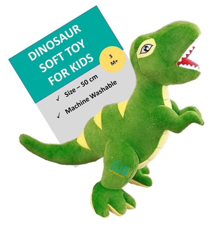 Crazy About Toys Super Soft Standing Green and Yellow Dinosaur Soft Toy for Boys/Kids/Girls Soft Stuffed Plush Animal | Perfect for Cuddling | Best Return Gift for Kids | Safe | 50cms (B0D5NC32GN) Amazon Price History, Amazon Price Tracker