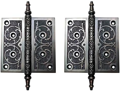 Adonai Hardware Brass Decorative Hinge (Supplied as 2 Pieces per Pack, with Matching Screws) (4 1/2" x 4 1/2", Oil Rubbed Bronze)