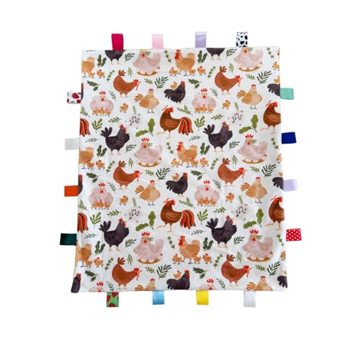 Image of TRYTUTRY Tag Blanket for Babies, Soft Baby Security Blanket with Tags, Cute Baby Sensory Blankets, 55x45CM/21.7x17.7INCHES