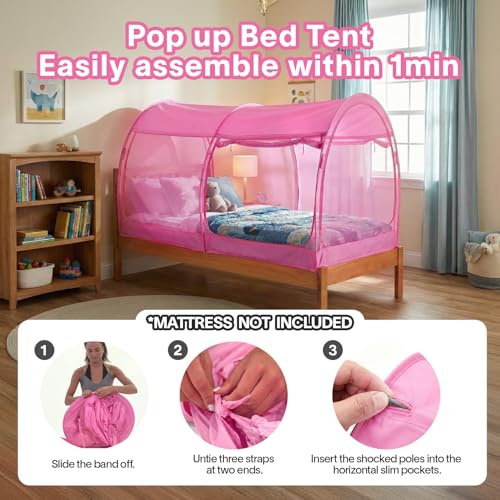 Image of Alvantor Full Size Canopy Bed Tent Mesh Full Mosquito Net for Beds Privacy Tent Slumberpod Blackout Indoor Tents for Beds Sleeping Pop Up Tents (Mattress Not Included)