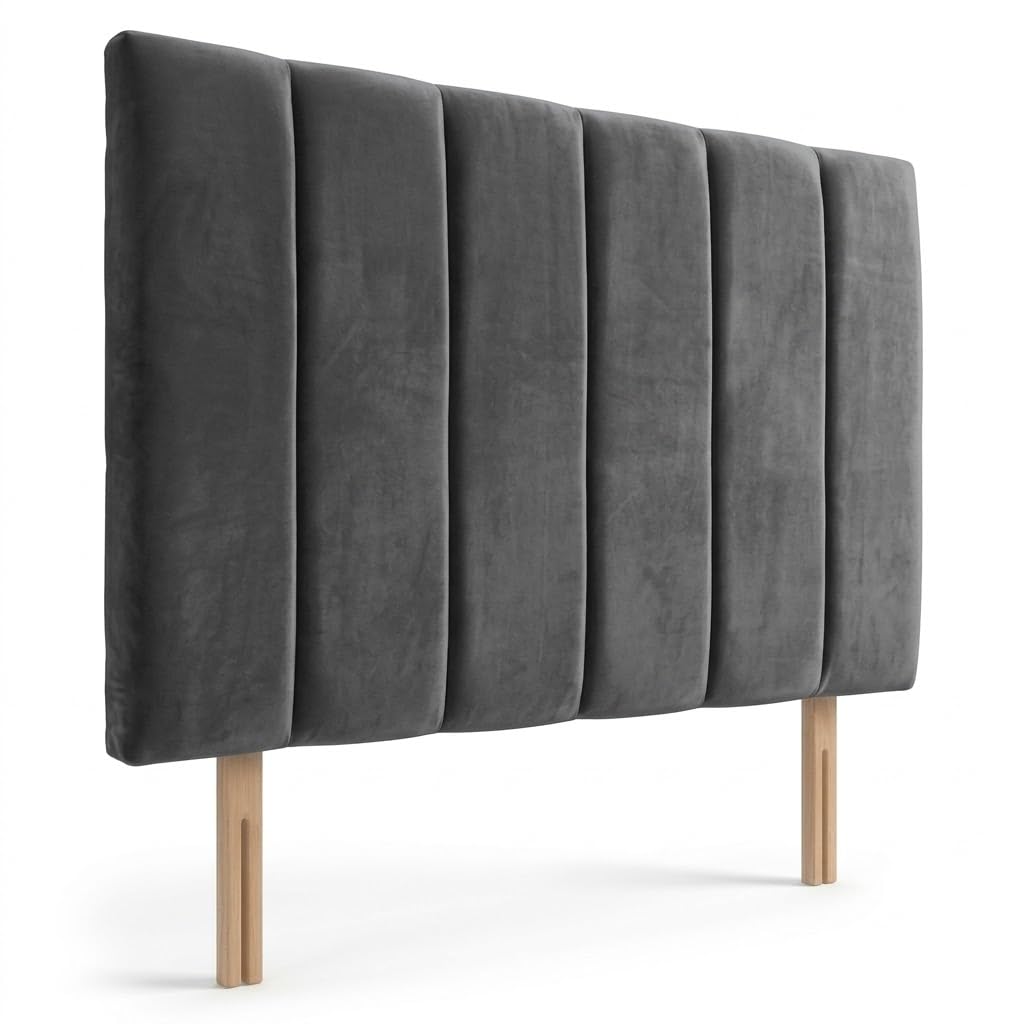 Luxury Velvet Upholstered Headboard for Divan Beds – 20-Inch Lined, Extra Padded Plush Headboard with Struts – Luxury Bedroom Furniture (charcoal, 3ft Signle) — image 1