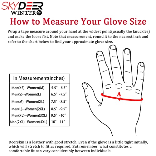 Skydeer Mens Winter Insulated Snow Work Gloves With Deerskin Suede Leather, Flexible & Durable & Warm & Windproof For Cold Weather Work, Driving, Cycling (Sd5167T/Xl, Warm 3M Thinsulate Insulation) #TOP5