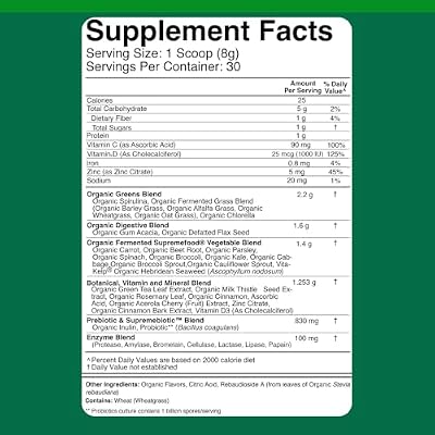 Dr. Colbert, MD Fermented Green Supremefood | by Divine Health | 14 USDA Organic & Fermented Vegetables and Grasses | Probiotics | Enzymes | Apple Cinnamon Flavor | 30 Servings | 240g