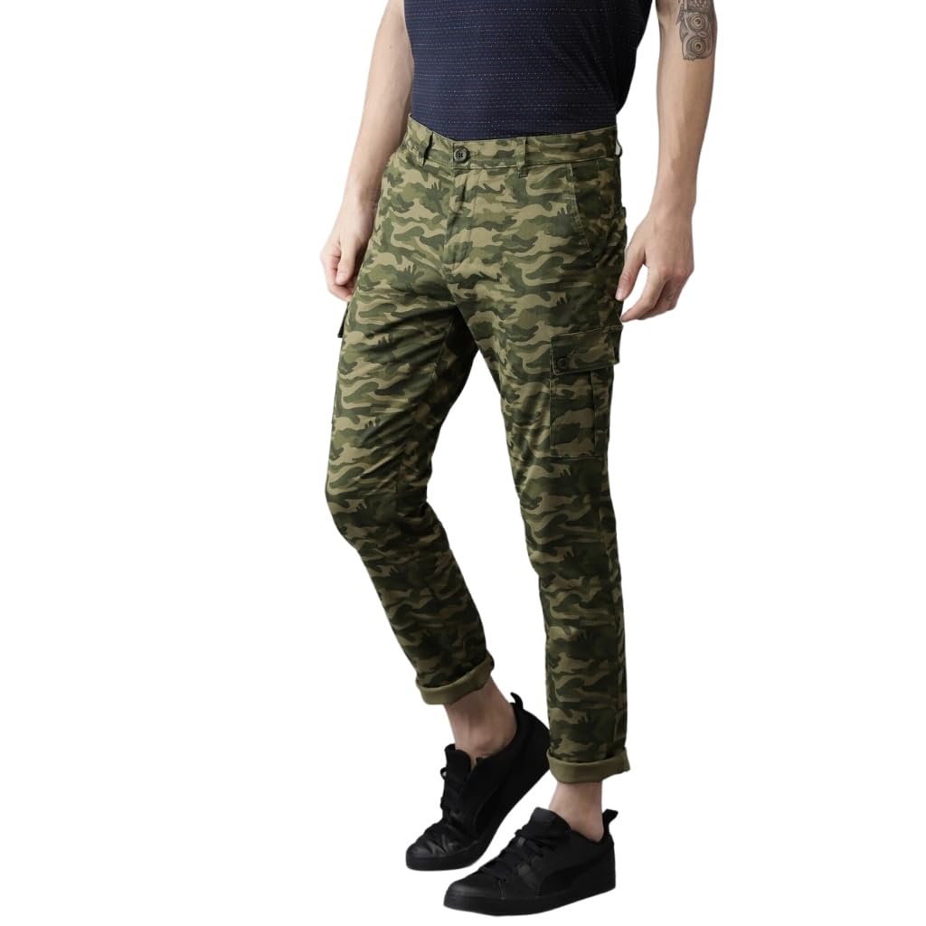 the indian garage co Men Slim Fit Camouflage Mid-Rise Cargos-picture-36