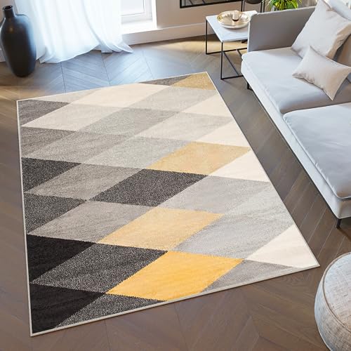 TAPISO Lazur Alfombra de Pelo Corto Resistente Diseño Moderno Tonos de Gris Beige Crema Negro Alfombra de Salón Dormitorio Habitación Infantil Juvenil Oeko-Tex 200 x 290 cm